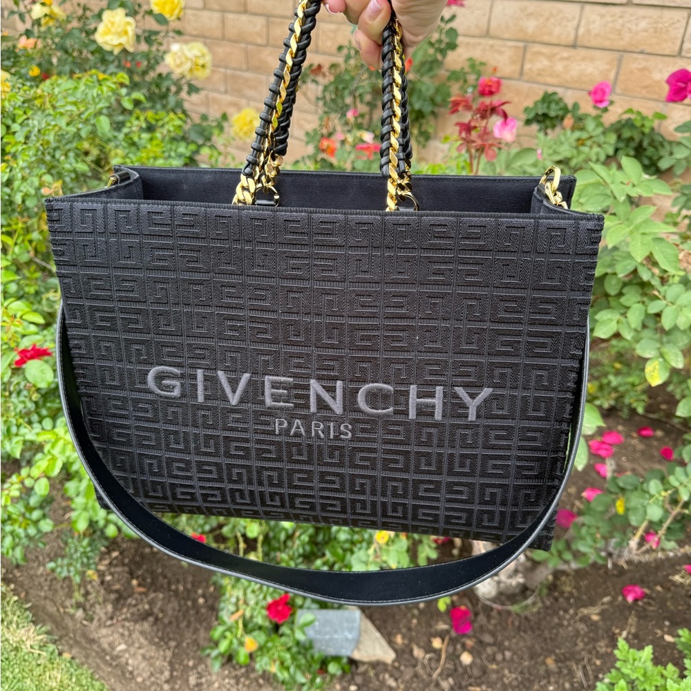 Givenchy G-Tote Medium Shopping Bag in 4G Logo Canvas with Chain Handles